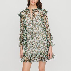 SOLD ~$445 MAJE RULLINA metallic floral ruffles swing mini dress medium 2 38 4 6